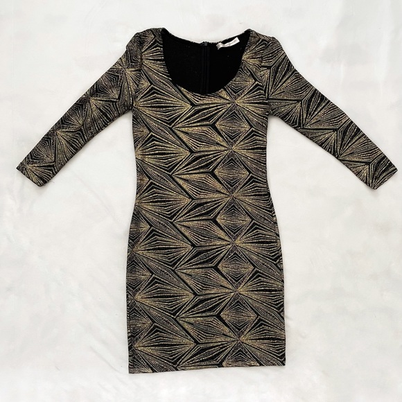 intermix gold dress Metallic Gold Sculpted Mini Dress 0 / Gold Multi